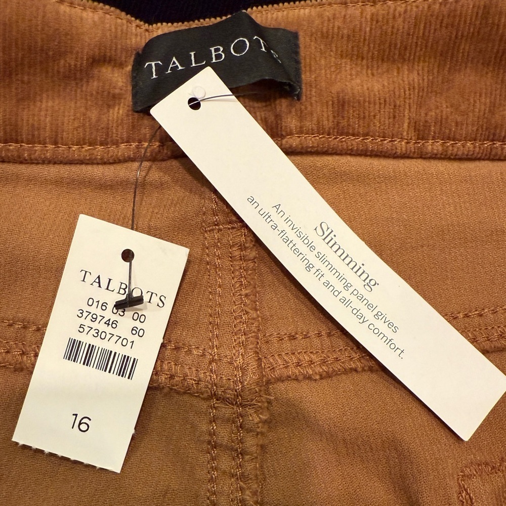 Talbots Women’s Tan Corduroy Straight Legged Casual Pants size 16 New with Tags - Picture 3 of 10
